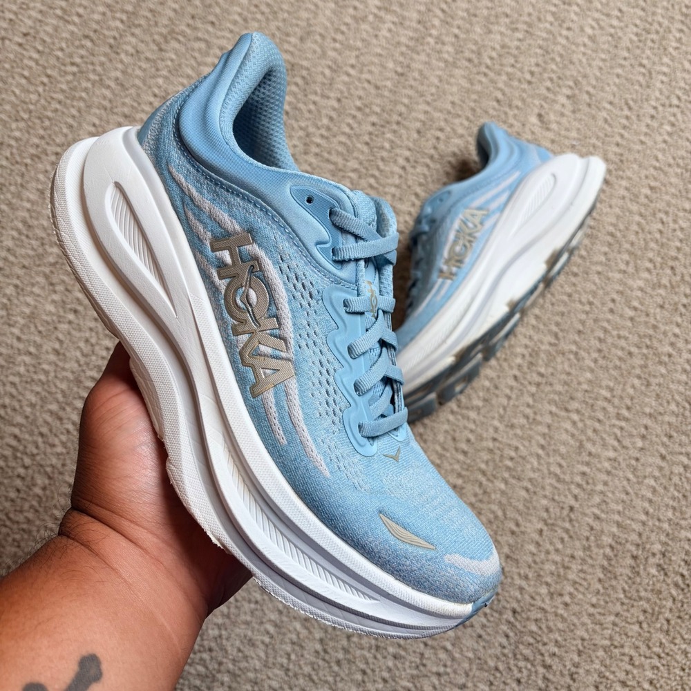 Hoka One One Bondi 9 Womens 8.5 Blue White Running Shoes 1162012 RRPS